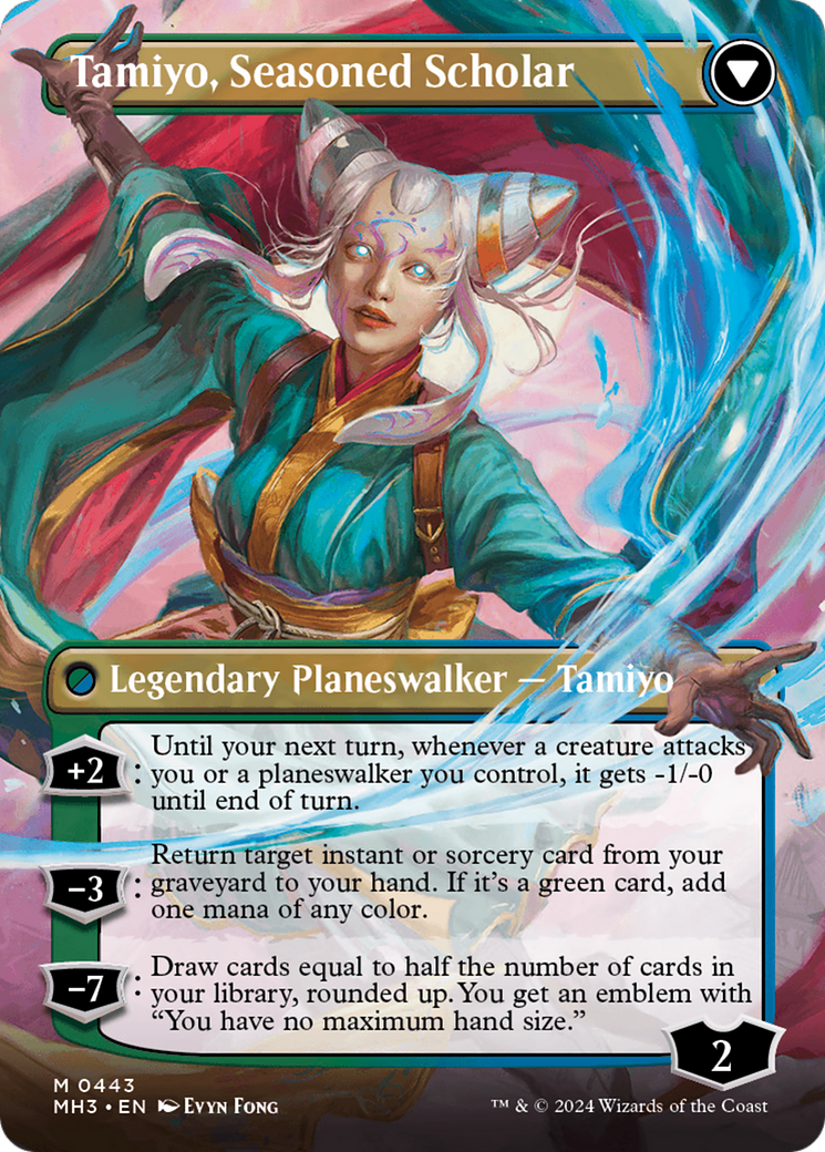 Tamiyo, Inquisitive Student // Tamiyo, Seasoned Scholar (MH3-443) - mythic (Borderless) - Foil
