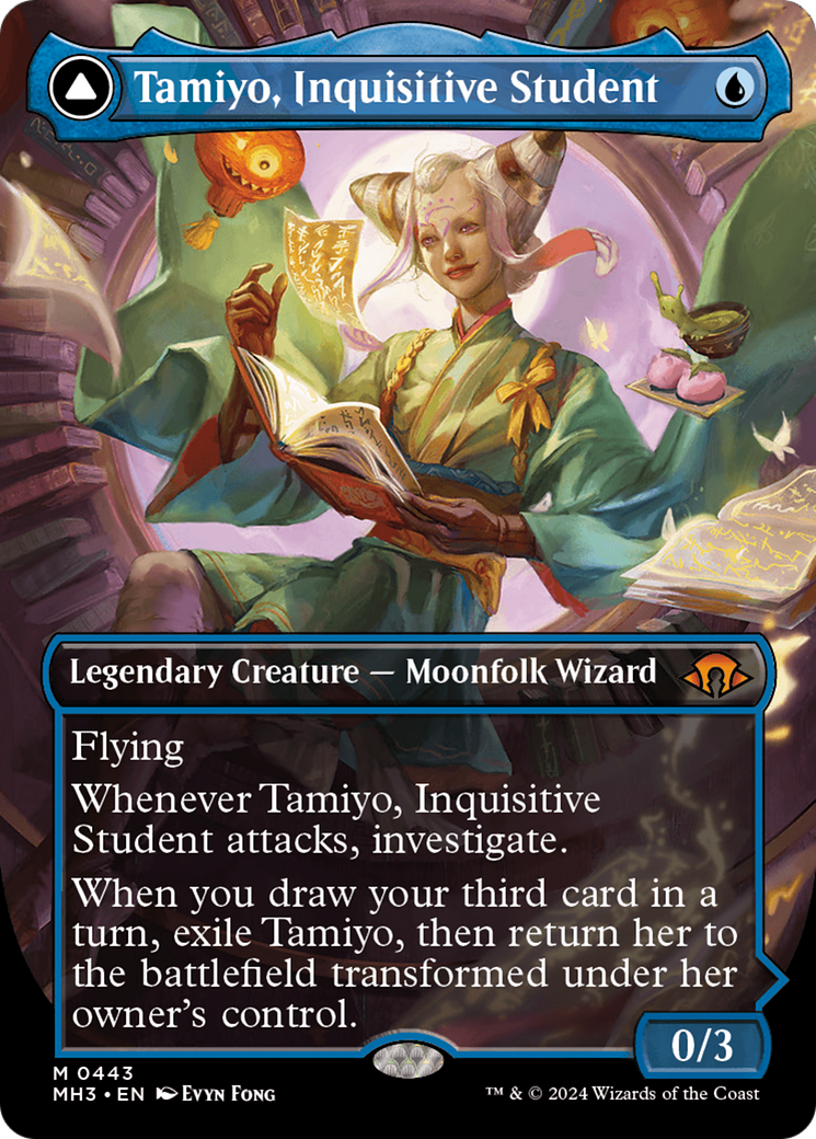 Tamiyo, Inquisitive Student // Tamiyo, Seasoned Scholar (MH3-443) - mythic (Borderless) - Foil