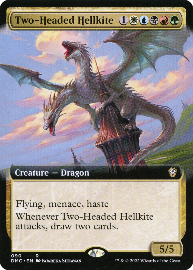 Two-Headed Hellkite (DMC-090) - rare: (Extended Art)