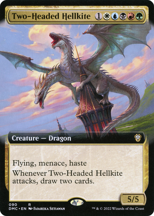 Two-Headed Hellkite (DMC-090) - rare: (Extended Art)