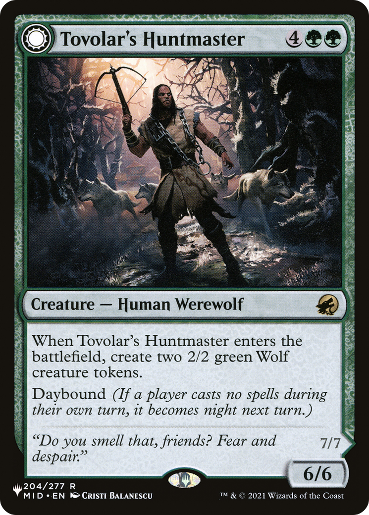 Tovolar's Huntmaster // Tovolar's Packleader (LIST-MID-204) - rare: (Double Faced Transform)