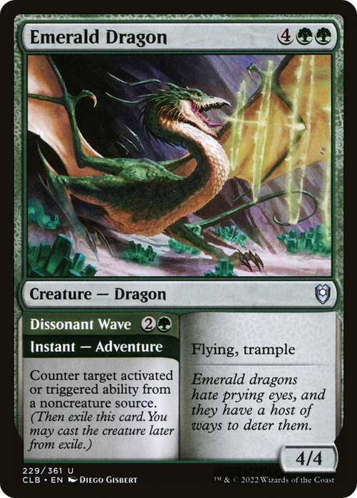 Emerald Dragon // Dissonant Wave (CLB-229) - uncommon - Foil