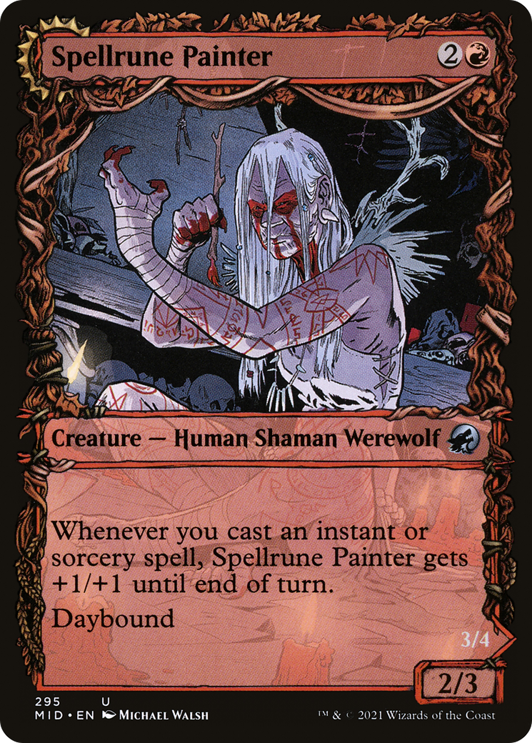 Spellrune Painter // Spellrune Howler (MID-295) - uncommon: (Showcase, Double Faced Transform) - Foil