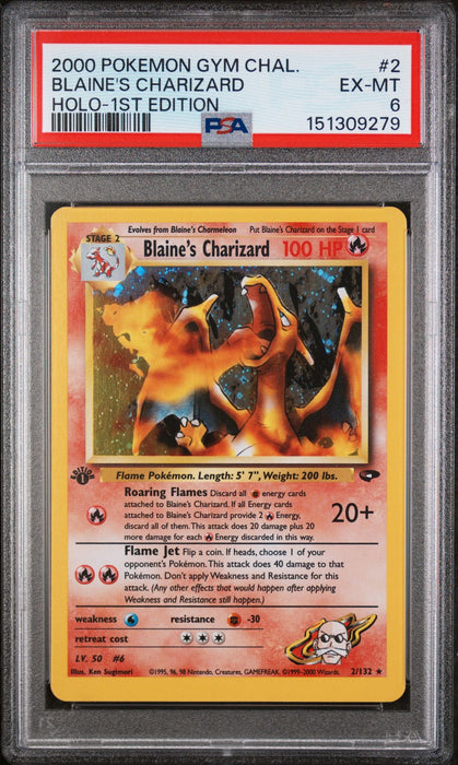 Blaine's Charizard (002/132) - GC  - Holo Rare - 1st Edition Holofoil - PSA 6