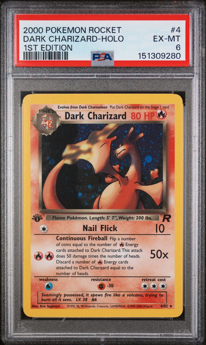 Dark Charizard (004/82) - TR  - Holo Rare - 1st Edition Holofoil - PSA 6