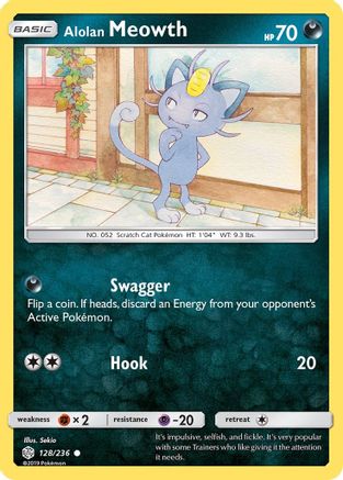 Alolan Meowth (128/236) - SCE  - Common - Reverse Holofoil