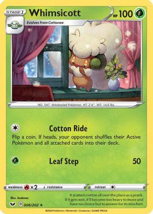 Whimsicott (006/202) - SSSBS  - Rare - Reverse Holofoil