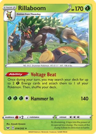 Rillaboom (014) (014/202) - SSSBS  - Holo Rare - Reverse Holofoil