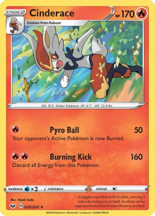 Cinderace (035) (035/202) - SSSBS  - Holo Rare - Holofoil