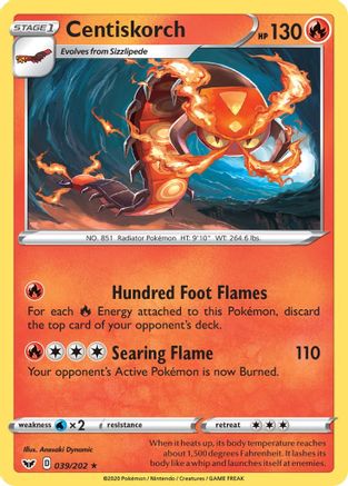 Centiskorch (039/202) - SSSBS  - Rare - Reverse Holofoil