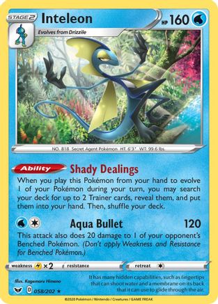 Inteleon (058) (058/202) - SSSBS  - Holo Rare - Reverse Holofoil