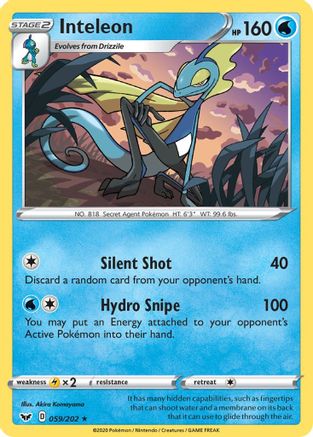 Inteleon (059) (059/202) - SSSBS  - Rare - Reverse Holofoil