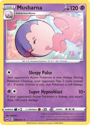 Musharna (088/202) - SSSBS  - Rare - Reverse Holofoil