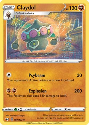 Claydol (103/202) - SSSBS  - Rare - Reverse Holofoil