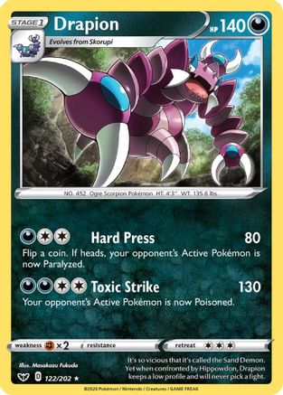 Drapion (122/202) - SSSBS  - Rare - Reverse Holofoil