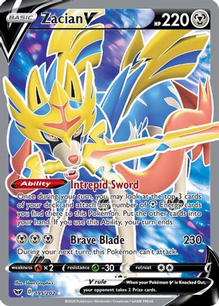 Zacian V (Full Art) (195/202) - SSSBS  - Ultra Rare - Holofoil