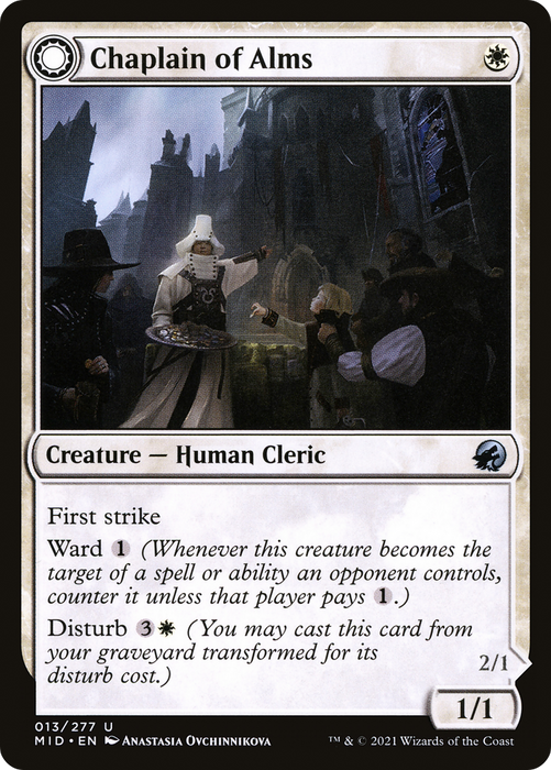 Chaplain of Alms // Chapel Shieldgeist (MID-013) - uncommon: (Double Faced Transform) - Foil