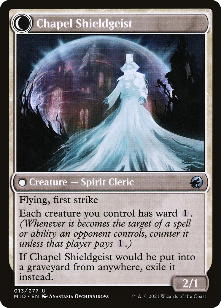 Chaplain of Alms // Chapel Shieldgeist (MID-013) - uncommon: (Double Faced Transform)
