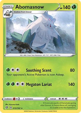 Abomasnow (013/192) - SRC  - Rare - Reverse Holofoil