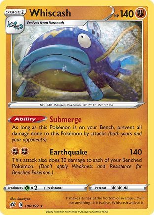Whiscash (100/192) - SRC  - Rare - Reverse Holofoil