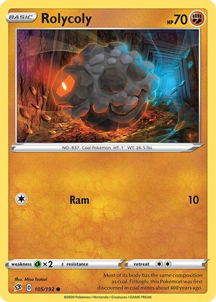 Rolycoly (105/192) - SRC  - Common - Reverse Holofoil