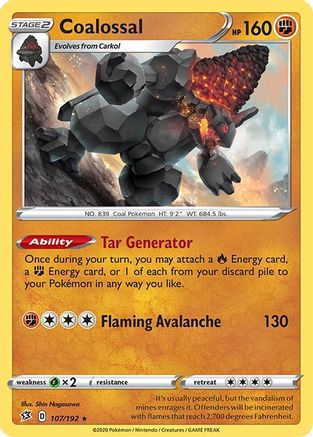 Coalossal (107/192) - SRC  - Holo Rare - Reverse Holofoil
