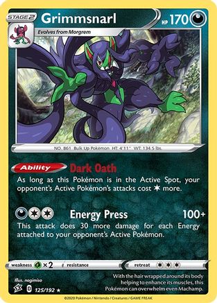 Grimmsnarl (125/192) - SRC  - Holo Rare - Reverse Holofoil