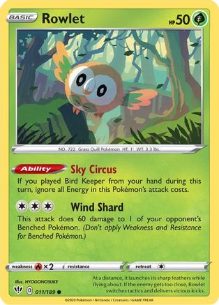 Rowlet (011/189) - SDA  - Common - Reverse Holofoil