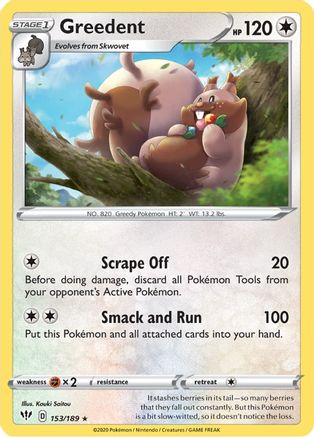 Greedent (153/189) - SDA  - Rare - Reverse Holofoil