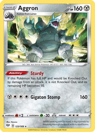 Aggron (123/189) - SDA  - Holo Rare - Reverse Holofoil
