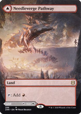 Needleverge Pathway // Pillarverge Pathway (ZNR-288) - rare: (Showcase) (Borderless) - Foil