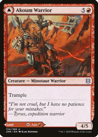 Akoum Warrior // Akoum Teeth (ZNR-134) - uncommon - Foil