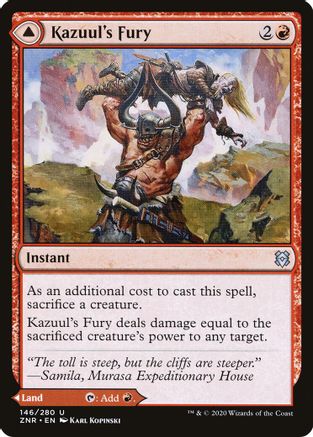 Kazuul's Fury // Kazuul's Cliffs (ZNR-146) - uncommon - Foil