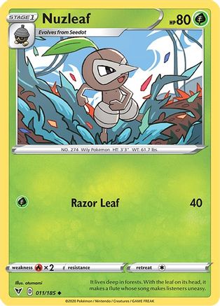 Nuzleaf (011/185) - SVV  - Uncommon - Reverse Holofoil