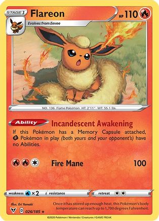 Flareon (026/185) - SVV  - Rare - Reverse Holofoil