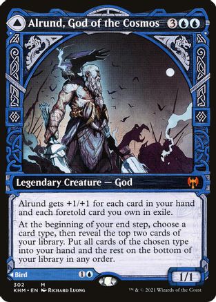Alrund, God of the Cosmos // Hakka, Whispering Raven (KHM-302) - mythic: (Showcase)