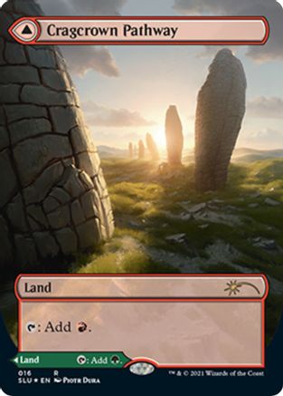 Cragcrown Pathway // Timbercrown Pathway (SLU-016) - rare: (Showcase) (Borderless) - Foil