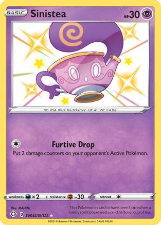Sinistea (SV052/SV122) - SFSV  - Shiny Holo Rare - Holofoil