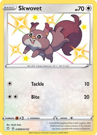 Skwovet (SV099/SV122) - SFSV  - Shiny Holo Rare - Holofoil