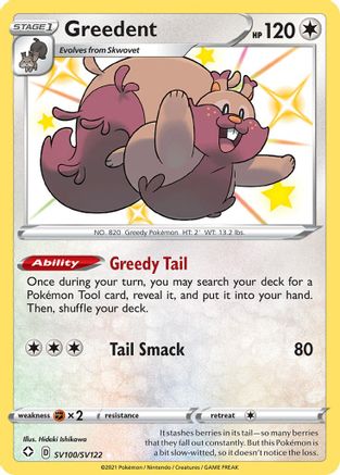 Greedent (SV100/SV122) - SFSV  - Shiny Holo Rare - Holofoil
