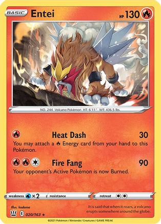 Entei (020/163) - SBS  - Holo Rare - Reverse Holofoil