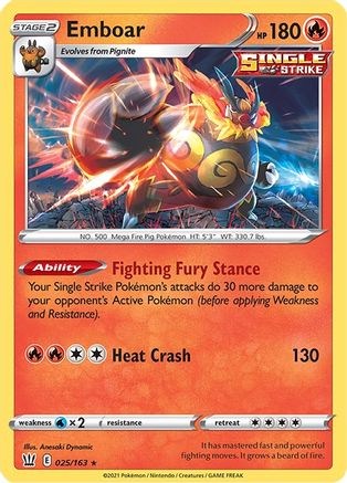 Emboar (025/163) - SBS  - Holo Rare - Reverse Holofoil