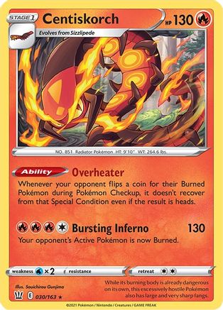 Centiskorch (030/163) - SBS  - Rare - Reverse Holofoil