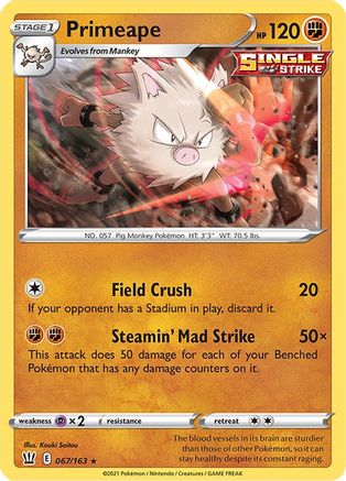 Primeape (067/163) - SBS  - Rare - Reverse Holofoil