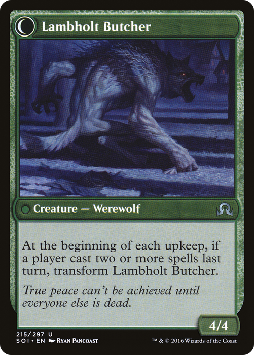 Lambholt Pacifist // Lambholt Butcher (SOI-215) - uncommon: (Double Faced Transform) - Foil