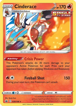 Cinderace (028/198) - SCR  - Holo Rare - Holofoil
