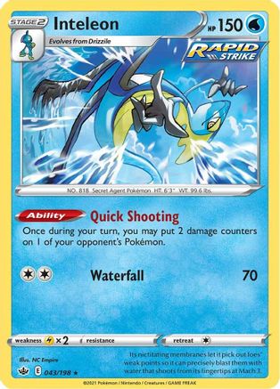 Inteleon (043/198) - SCR  - Holo Rare - Reverse Holofoil