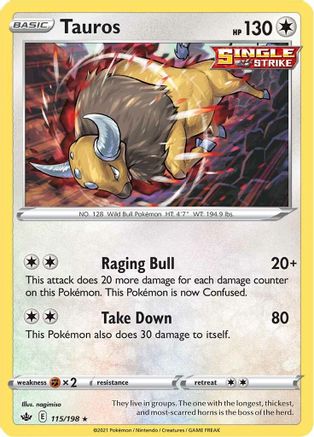 Tauros (115/198) - SCR  - Holo Rare - Reverse Holofoil