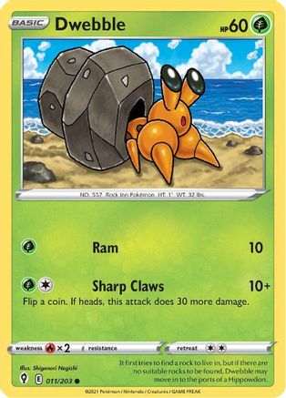 Dwebble (011/203) - SES  - Common - Reverse Holofoil