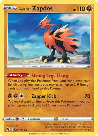 Galarian Zapdos (082/203) - SES  - Holo Rare - Reverse Holofoil